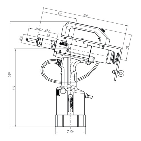 Gesipa Strumento di regolazione di dadi per rivetti ciechi FireFox 2F Axial eco - M 4