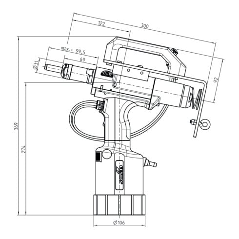 Gesipa Strumento di regolazione di dadi per rivetti ciechi FireFox 2F Axial eco - M 5