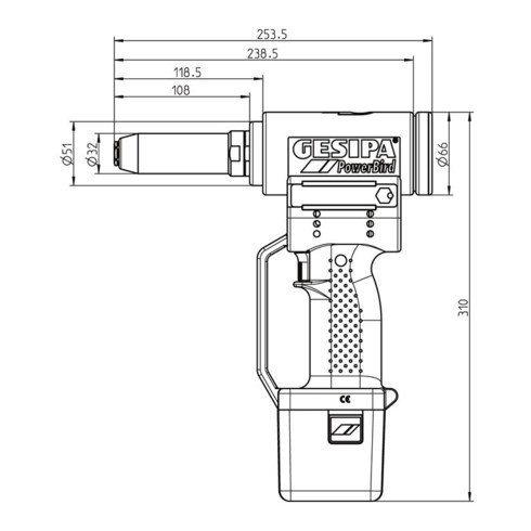 Gesipa Strumento di regolazione per bulloni di serraggio PowerBird da 6,4mm C6L®*