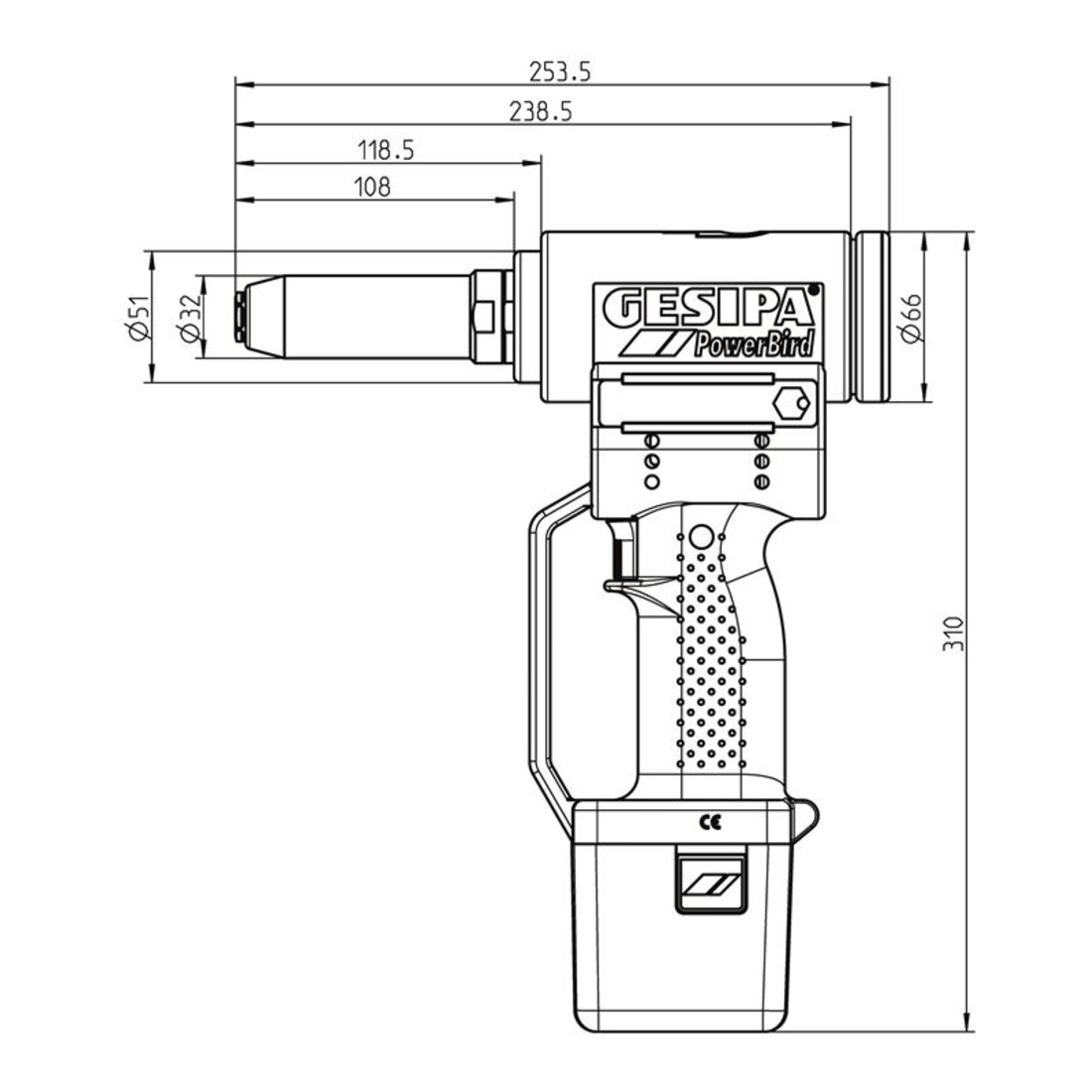 Gesipa Strumento di regolazione per bulloni di serraggio PowerBird da 6,4mm C6L®*
