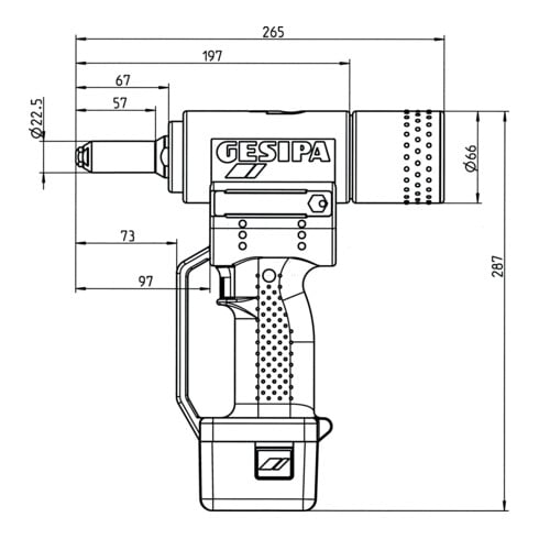 Gesipa Strumento di regolazione per rivetti ciechi AccuBird con con rilascio a pressione, in valigetta