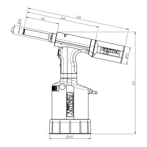 Gesipa Strumento di regolazione per rivetti ciechi TAURUS 4 per bulloni di sicurezza da 6,4mm C6L