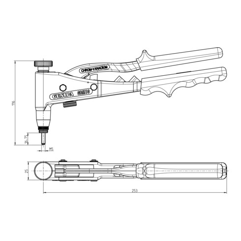 Gesipa Utensile manuale per Dadi per rivetti ciechi FireFly GBM 10 (mandrino e Bocchino M4)