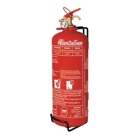 GEV Pulverfeuerlöscher FLP 0049 FLP 0049 2kg Brandkl.13 A 55 B C m.Manometer