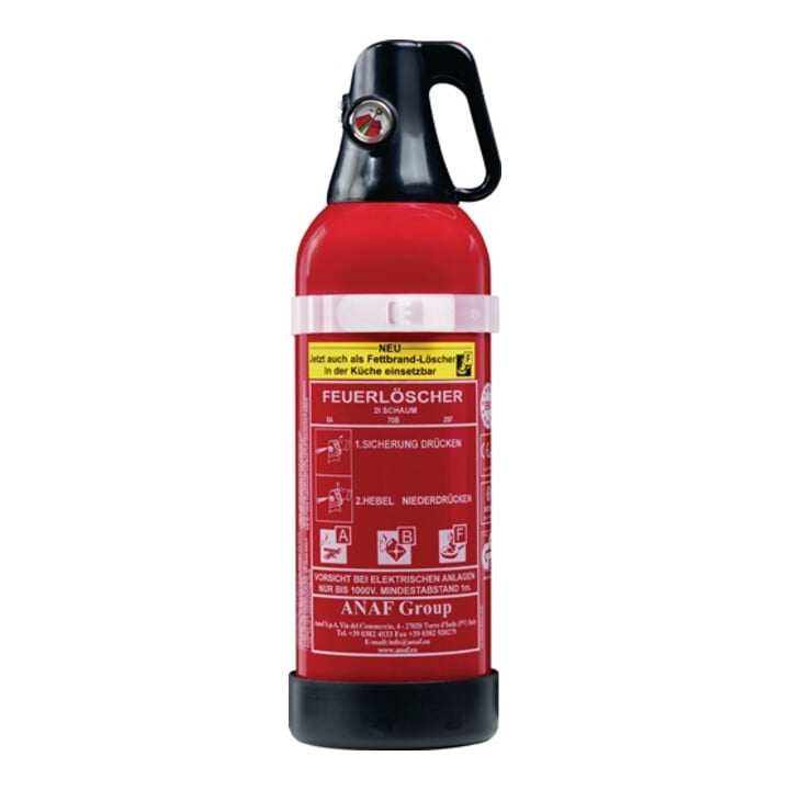 GEV Schaumfeuerlöscher FLS 3453 2l Brandkl.8 A 70 B 25 F m.Manometer,m.Halter