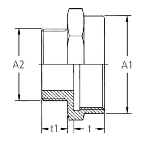 Gewindenippel GEKA MS IG 1 Zoll AG 3/4 Zoll SB KARASTO