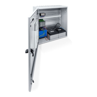 GEZE Centrale de commande de secours RWA MBZ 300 24V DC en saillie en tôle d'acier grise