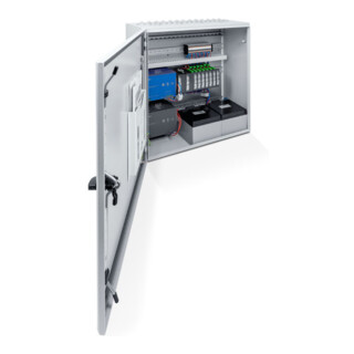 GEZE Centrale de commande d'urgence RWA MBZ 300 24V DC tôle d'acier grise N48K