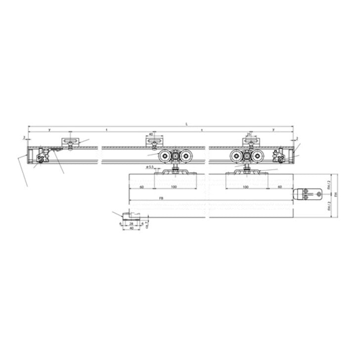 GEZE Schiebesystem Perlan 140 140kg EV 1 50-84cm