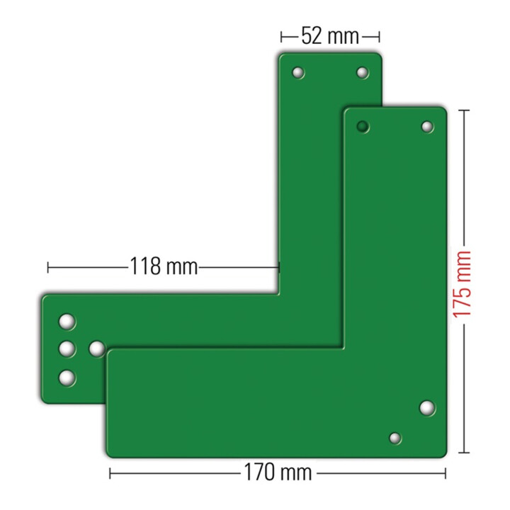 GFS Plaque de montage 901 470/991 470 Mont.an GLT vert laqué L.175mm B.170mm