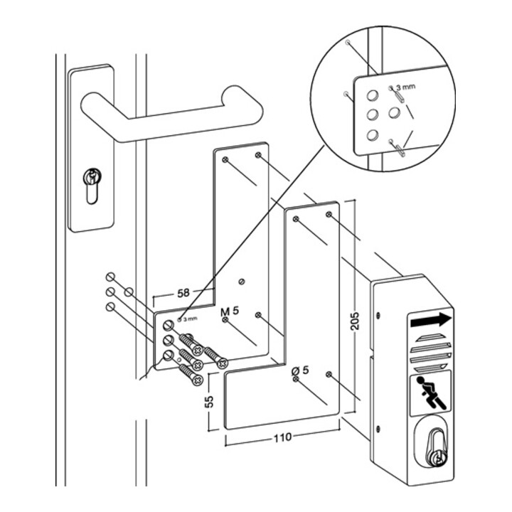 GFS Plaque de montage 901 470/991 470 Mont.an GLT vert laqué L.175mm B.170mm