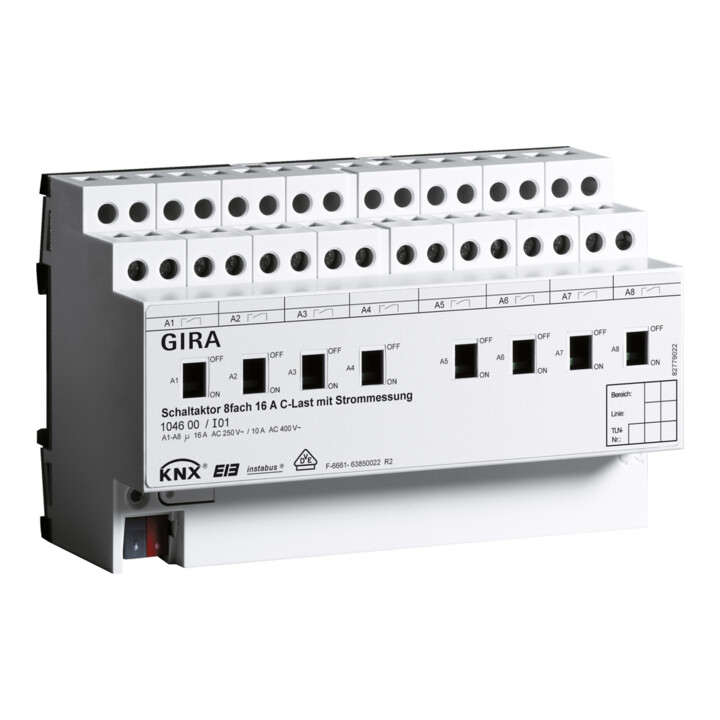 Gira Actionneur de commutation 8 canaux REG KNX/EIB 16A C-Charge 104600