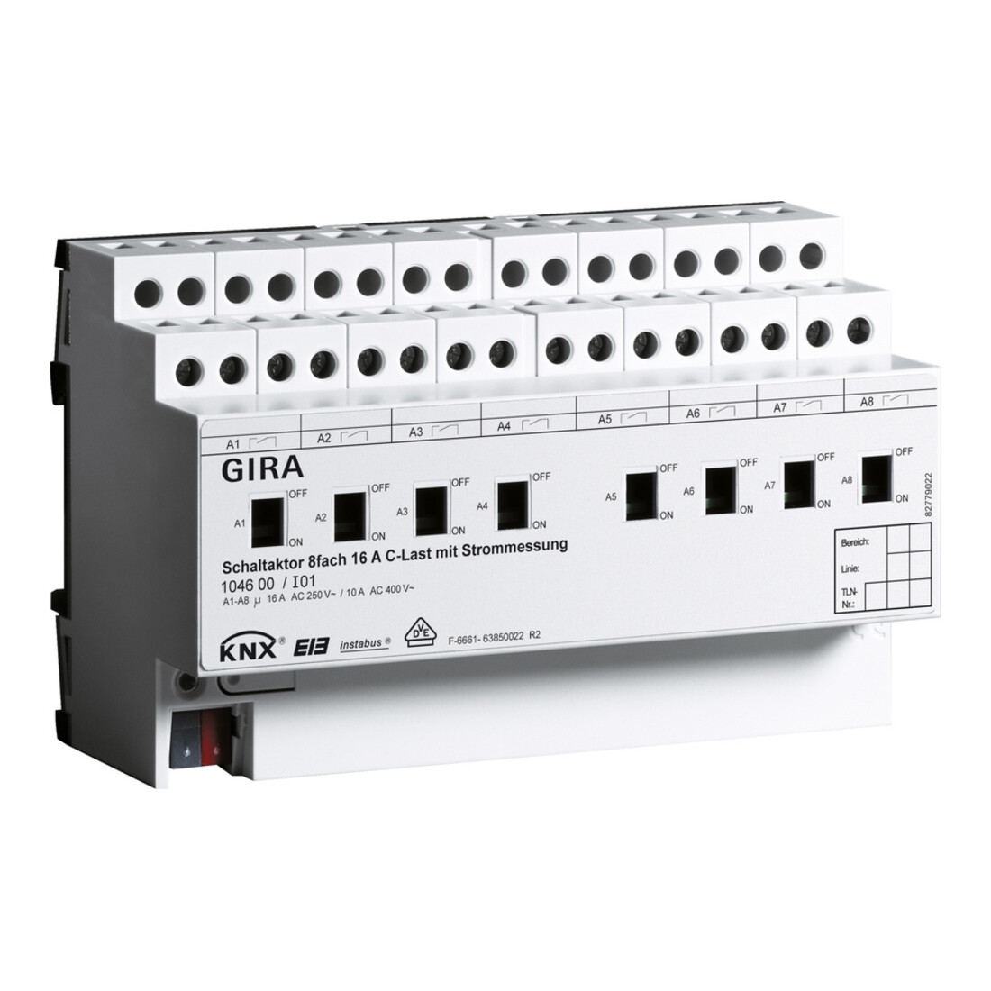 Gira Actionneur de commutation 8 canaux REG KNX/EIB 16A C-Charge 104600