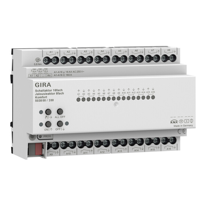 Gira Actionneur de commutation et de volet roulant 16f/8f 16 A 503800