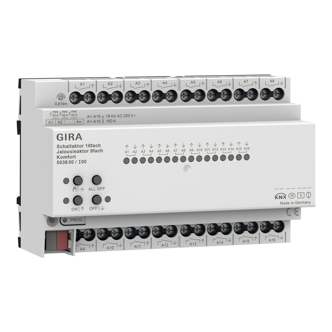 Gira Actionneur de commutation et de volet roulant 16f/8f 16 A 503800