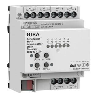 Gira Actionneur de commutation et de volet roulant 6f/3f 16 A 502300