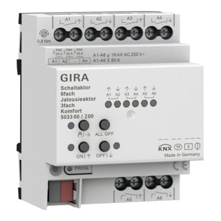 Gira Actionneur de commutation et de volet roulant 6f/3f 16 A 503300