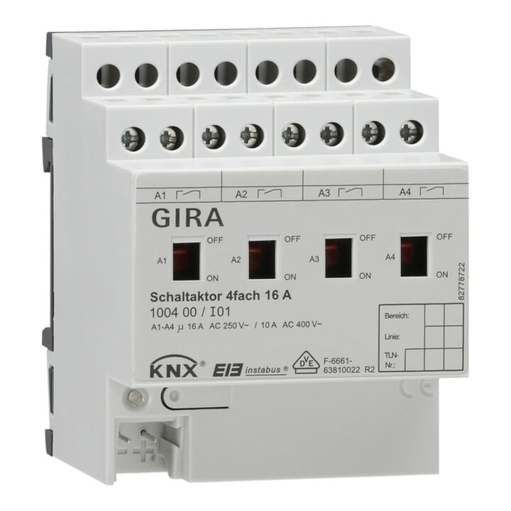Gira Actionneur de commutation quadruple 16A REG 100400