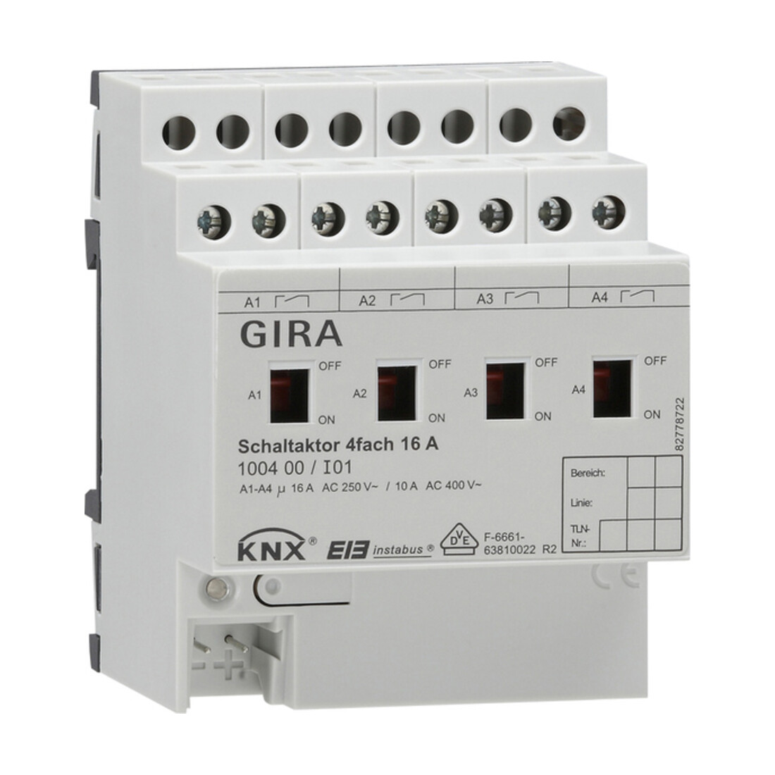 Gira Actionneur de commutation quadruple 16A REG 100400