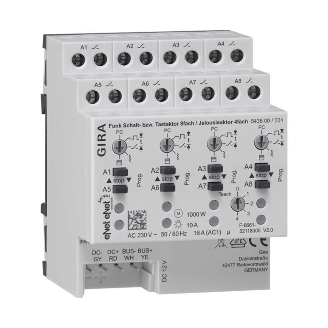 Gira Actionneur radio pour commutateur/volet REG 8f 4f 543500