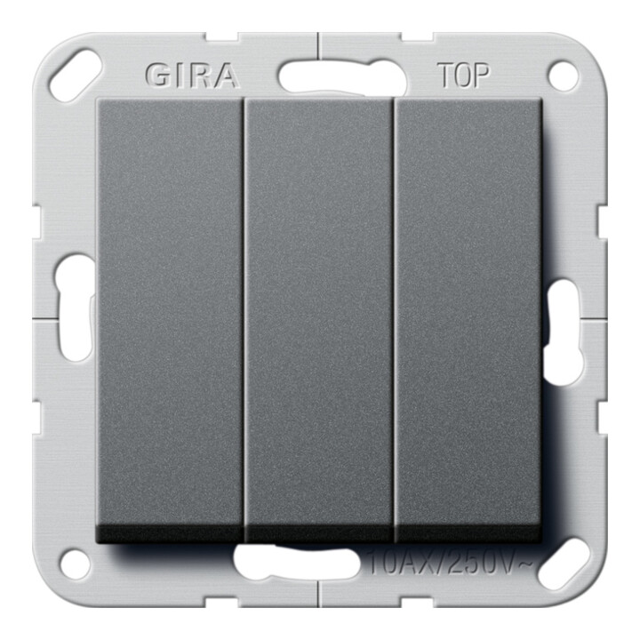 Gira Bouton-poussoir 3 fois anthracite 1 pôle contact fermé 284428