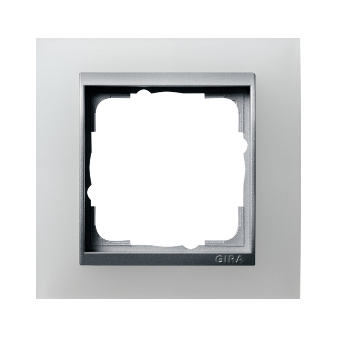 Gira Cadre de recouvrement 1f. opaque blanc avec alu ZL, Event 021150