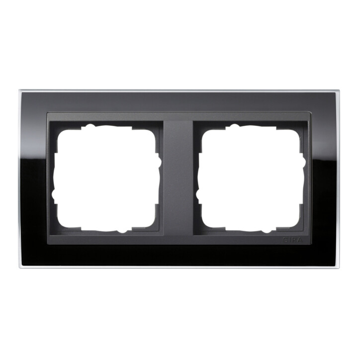 Gira Cadre de recouvrement 2 postes transparent noir 0212738