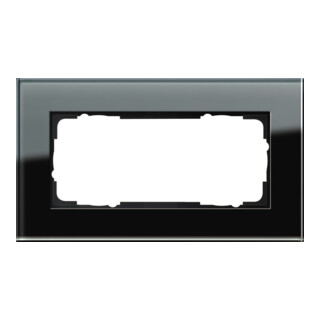 Gira Cadre de recouvrement 2f. verre noir sans barre centrale 100205