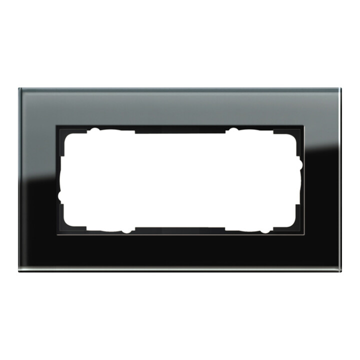 Gira Cadre de recouvrement 2f. verre noir sans barre centrale 100205