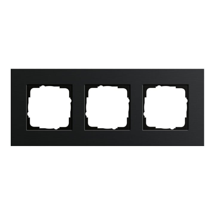 Gira Cadre de recouvrement triple aluminium noir 0213126