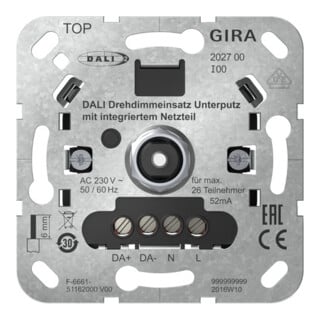 Gira DALI Module variateur rotatif encastré avec alimentation 202700