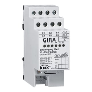 Gira Entrée binaire 6x pour KNX 10-230V AC/DC 212600