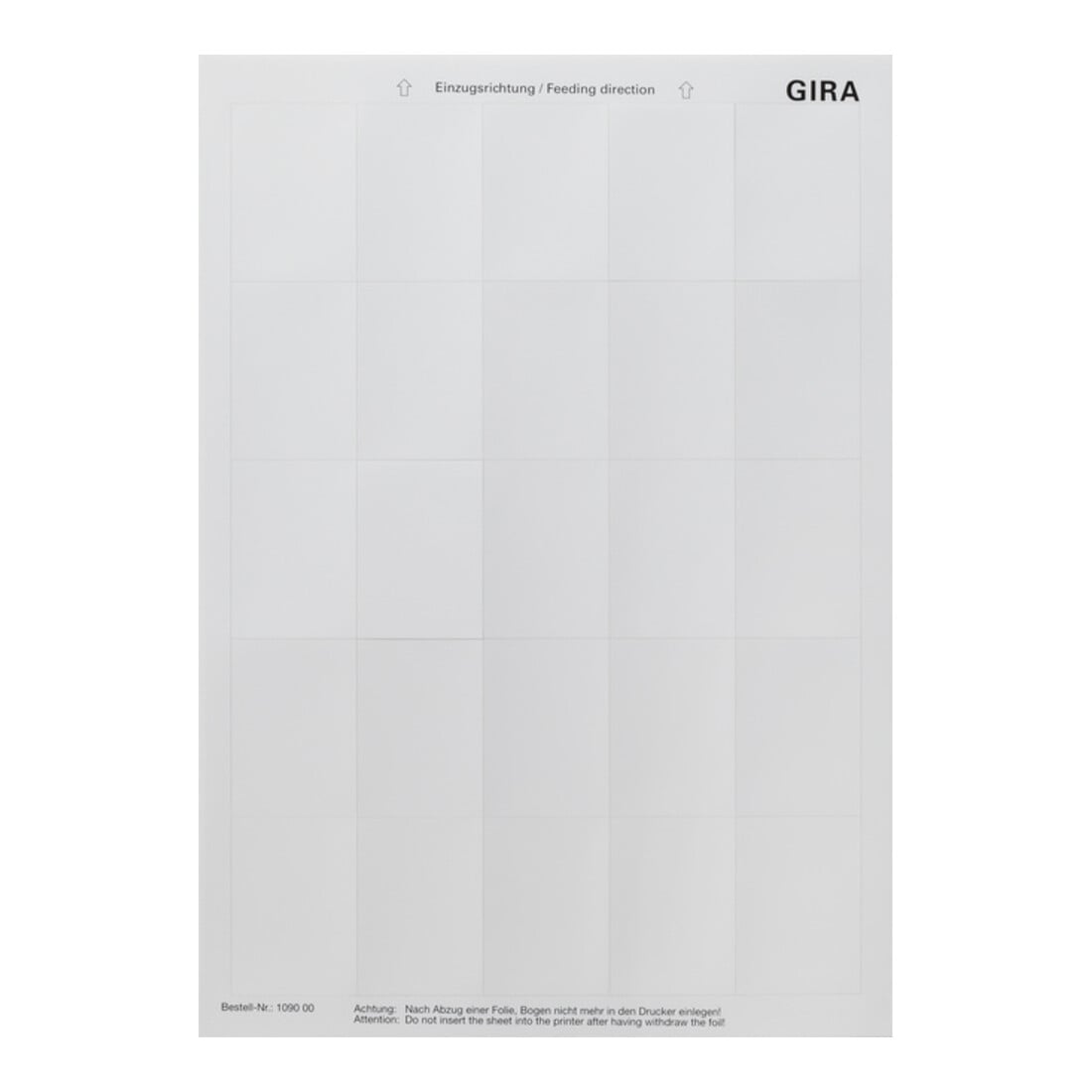 Gira Feuilles d’étiquettes pour capteur tactile 2 109000