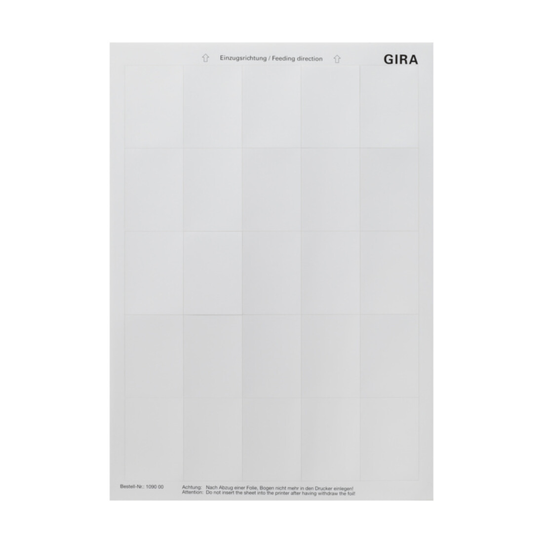 Gira Feuilles d’étiquettes pour capteur tactile 2 109000