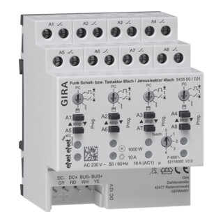 Gira Funk Schalt-/Jalousieaktor REG 8f 4f 543500