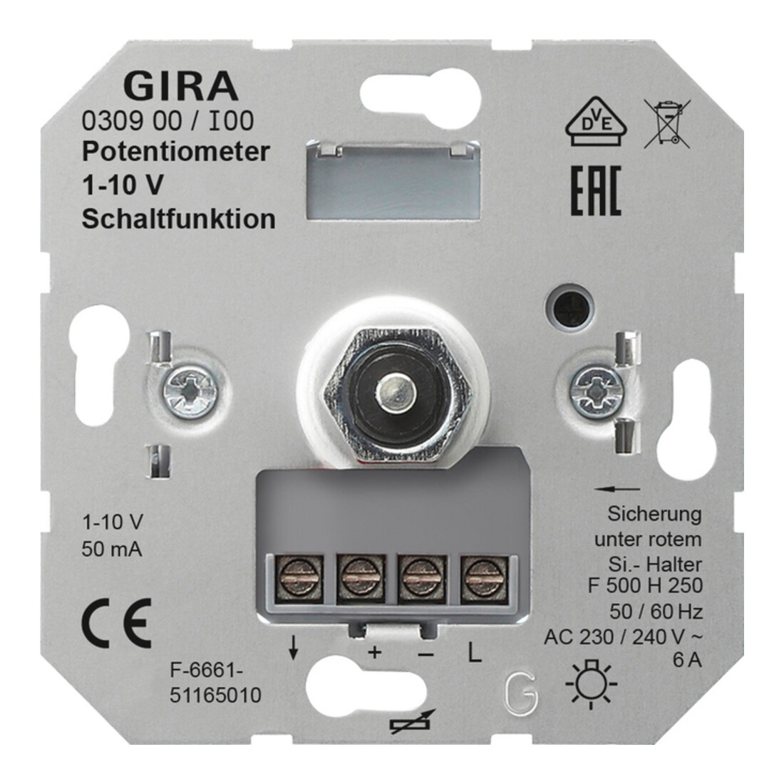 Gira Insert potentiomètre 030900