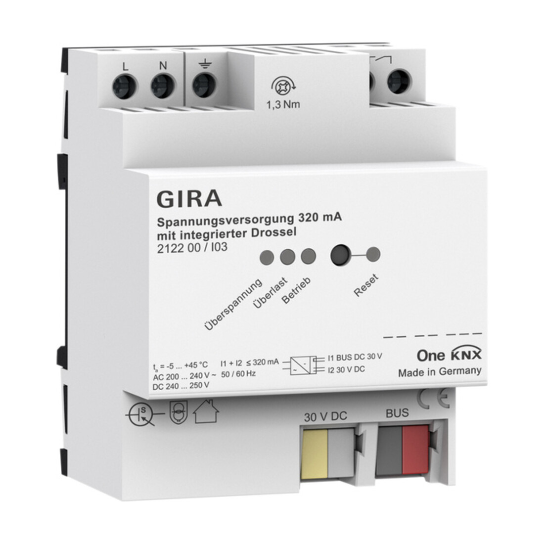 Gira KNX-Spannungsversorgung 320mA Drossel REG 212200