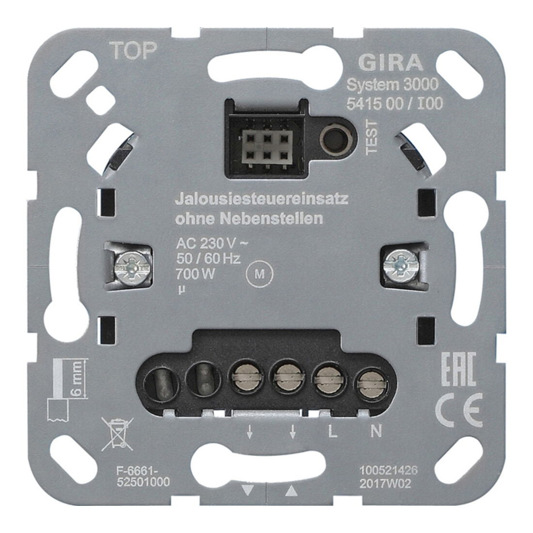 Gira Module de commande de volet roulant sans entrée auxiliaire 541500