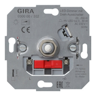 Gira Module LED dimmable 20-200W avec bouton rotatif on/off 030000