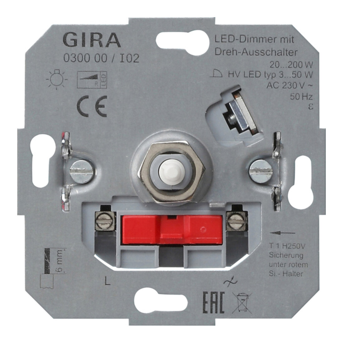 Gira Module LED dimmable 20-200W avec bouton rotatif on/off 030000
