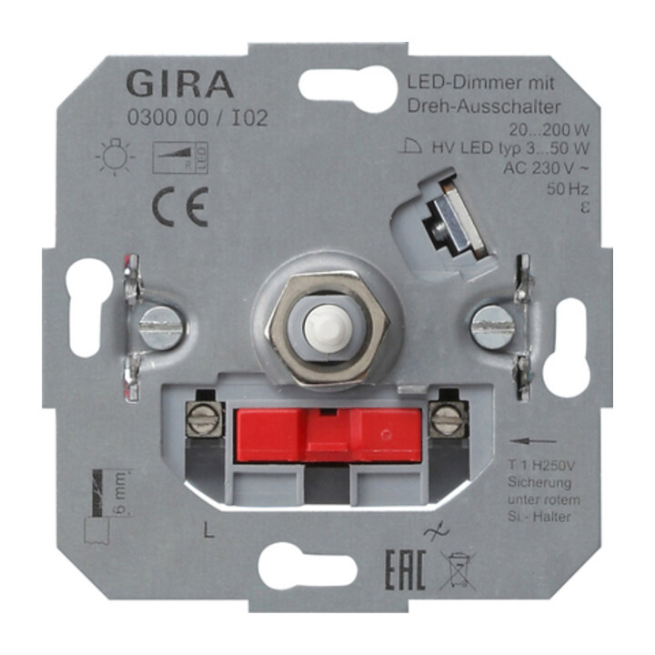 Gira Module LED dimmable 20-200W avec bouton rotatif on/off 030000