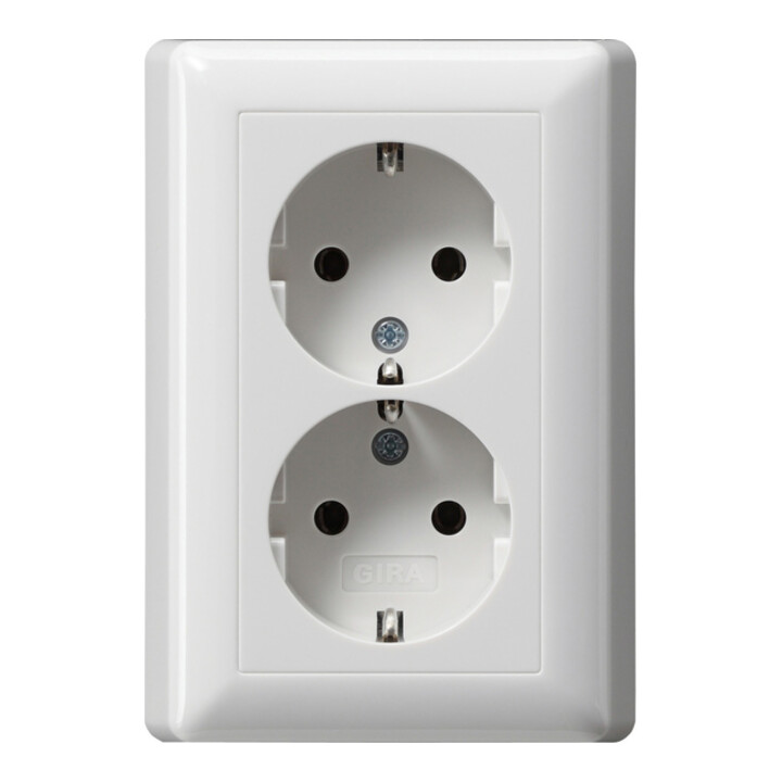Gira Prise double Schuko avec obturateur de sécurité rws-gl 078003