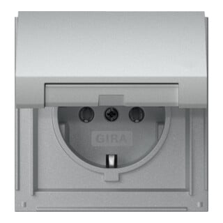 Gira Prise KD TX-44 Alu 16A 250V avec terre et couvercle rabattable