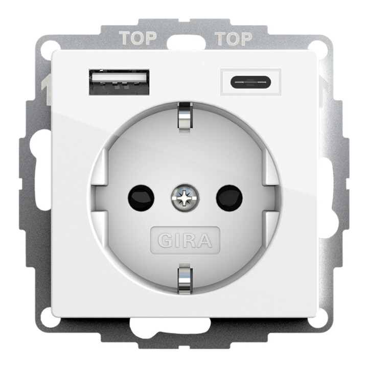 Gira Prise SCHUKO USB double, blanc pur 245903