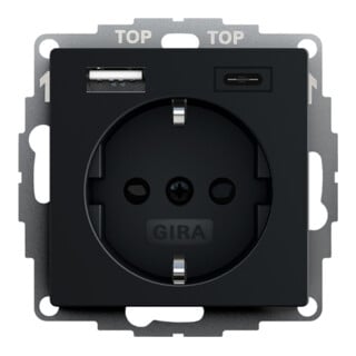 Gira Prise+USB 2459005 noir mat