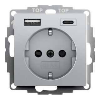 Gira Prise USB 245926 Aluminium Type F 16A 250V Safety Plus