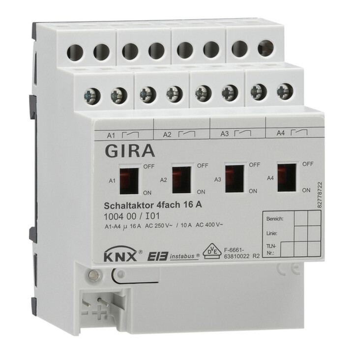 Gira Schaltaktor 4fach 16A REG 100400