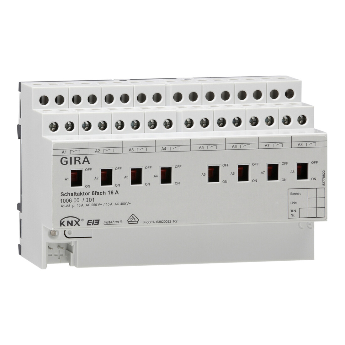 Gira Schaltaktor 8fach 16A REG 100600