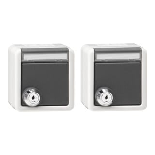 Gira Schutzkontakt-Steckdosen Set 2x 16A 250V mit Schloss und Beschriftungsfeld Grau