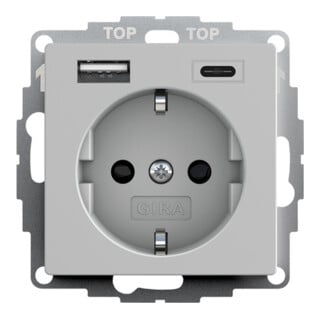 Gira Steckdose USB 2459015 Grau matt 16A 250V Typ F Safety Plus